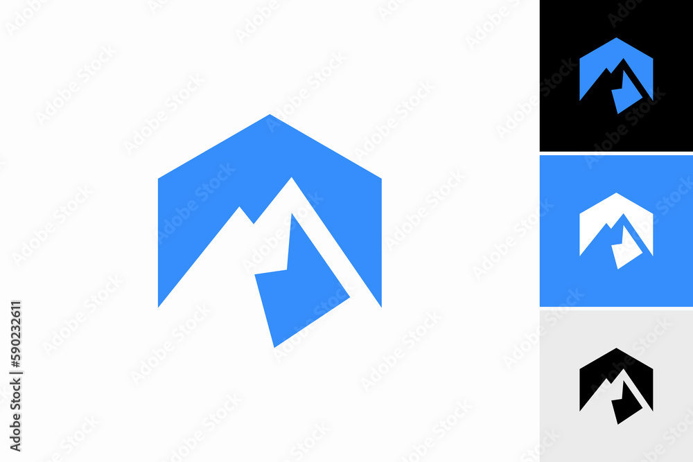 mountain on hexagon modern logo vector sign mountain on hexagon modern logo vector sign