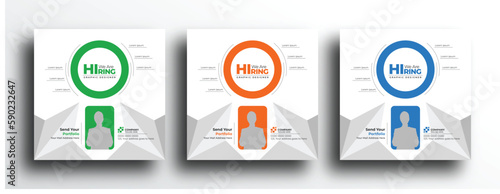 Modern and creative hiring square banner template design for social media post