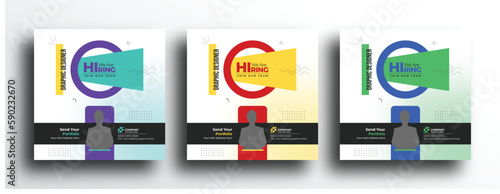 Modern and creative hiring square banner template design for social media post