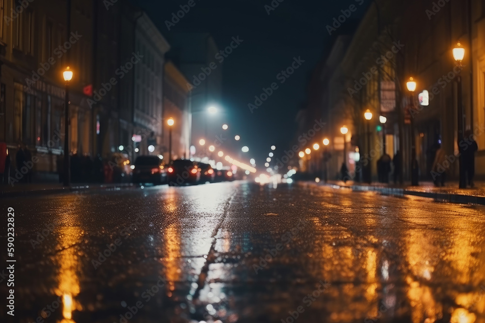 night view of the city street