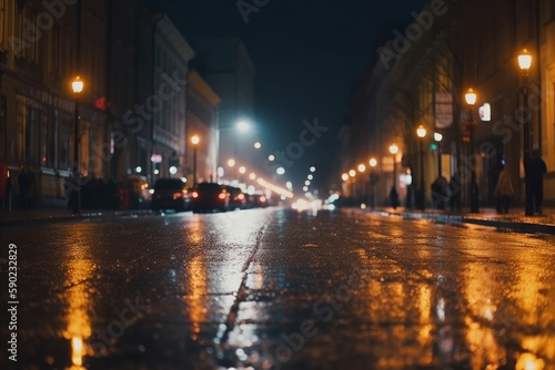 night view of the city street