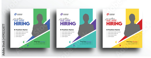 We are hiring job vacancy square banner social media post template