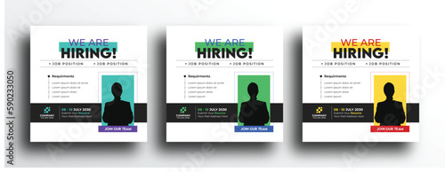 Hiring job vacancy sqaure banner ads template design for social media post