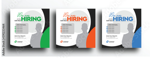 Clean and simple hiring job vacancy social media post banner ads template