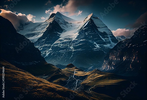 Three Swiss alps: Eiger, Mönch, and Jungfrau. Generative AI