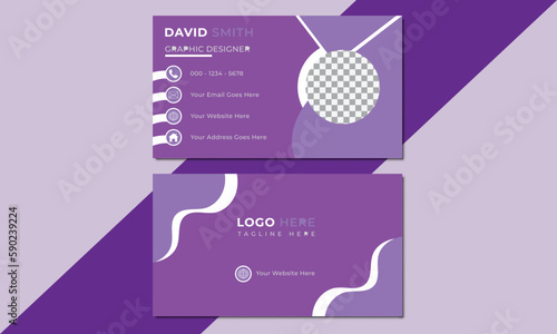 Purple & pink color business card, vector illustration, Modern business card design, Corporate business card
