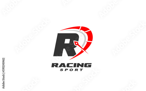 R Logo letter with RACING SPEED concept for template 
