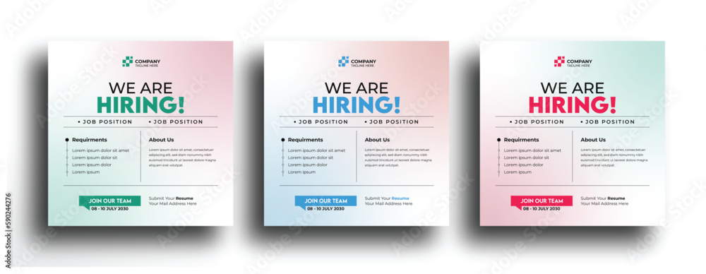 Hiring square banner ads template design for social media post Hiring square banner ads template design for social media post