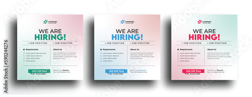 Hiring square banner ads template design for social media post