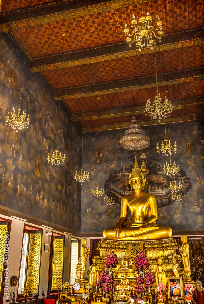 Golden Buddha Main Hall Wat Ratchanaddaram Worawihan Bangkok Thailand