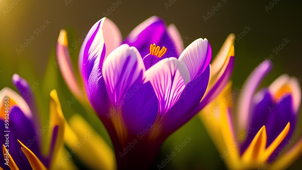 closeup of crocus flower - generative ai closeup of crocus flower - generative ai