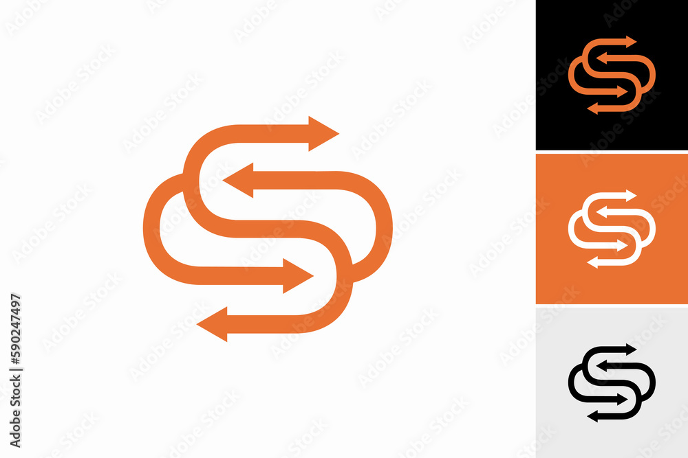 Initial Letter S with arrow back and forth Vector Logo Design Template Initial Letter S with arrow back and forth Vector Logo Design Template
