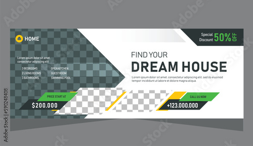 Real estate house property for facebook cover or website banner template