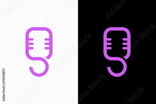 letter g with old mic modern logo vector sign