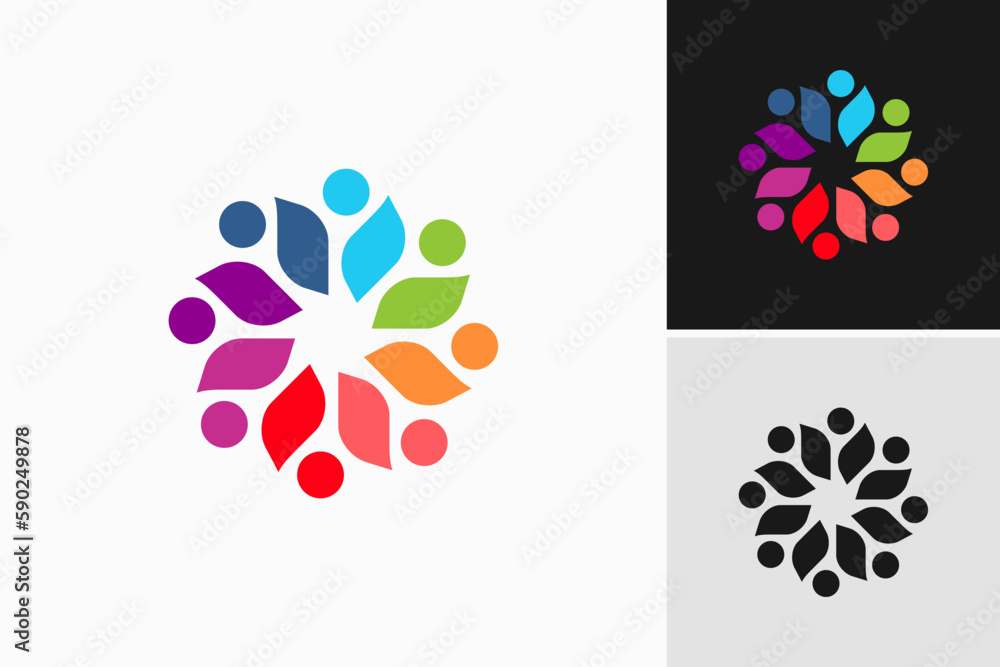 Abstract crown people colorful logo icon design minimal style ...