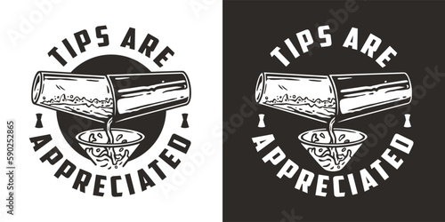 Bartender boston shaker and martini glass for bartending. Chromed metal cocktail shaker for barman of cocktail bar