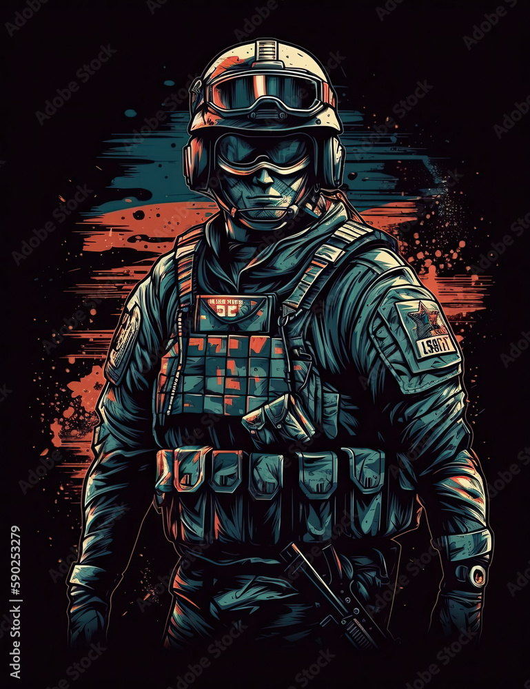American Soldier, Graphic Design, Logo, T Shirt, Resource. Generative AI American Soldier, Graphic Design, Logo, T Shirt, Resource. Generative AI