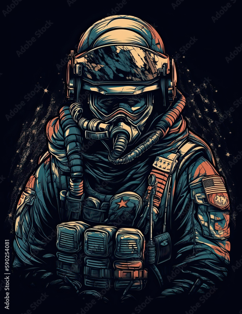 Fototapeta premium American Soldier, Graphic Design, Logo, T Shirt, Resource. Generative AI