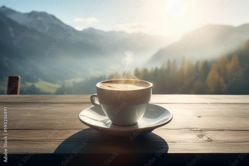 Invigorating morning coffee, copy space background. AI generated, human enhanced Invigorating morning coffee, copy space background. AI generated, human enhanced