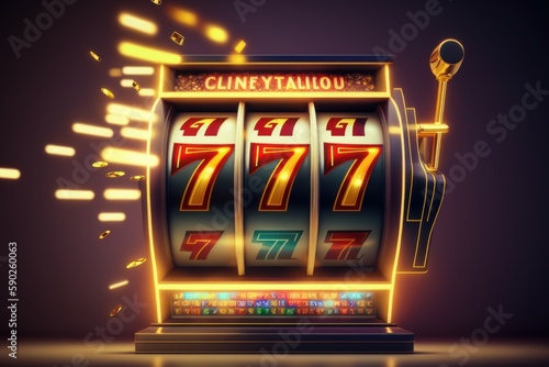 Slot machine 777 jackpot casino. Good luck concept. AI generated, human enhanced