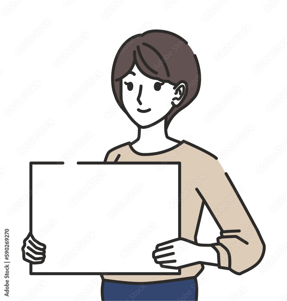 ボードを持つ女性 ボードを持つ女性
