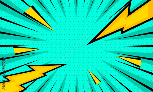Comic burst background with thunder 