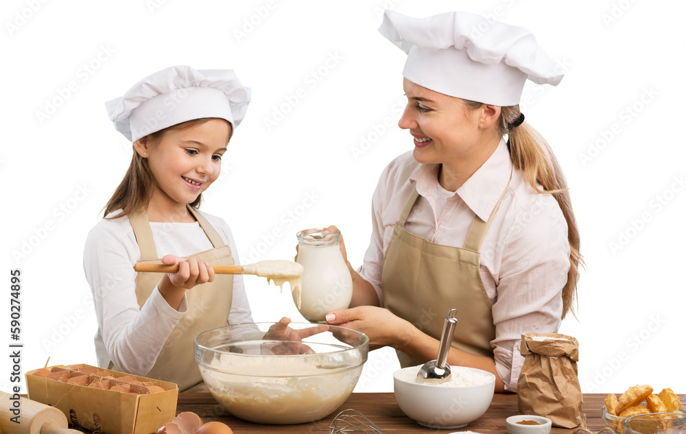Beautiful mother and child cooking Beautiful mother and child cooking