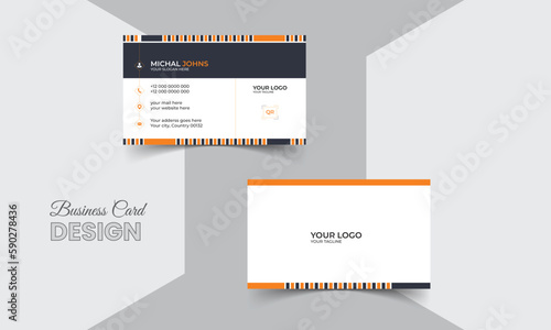 Professional horizontal modern orange details business card template design