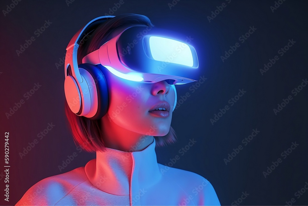 a woman wearing a pair of virtual glasses, a futuristic 3D render a woman wearing a pair of virtual glasses, a futuristic 3D render