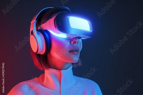 a woman wearing a pair of virtual glasses, a futuristic 3D render