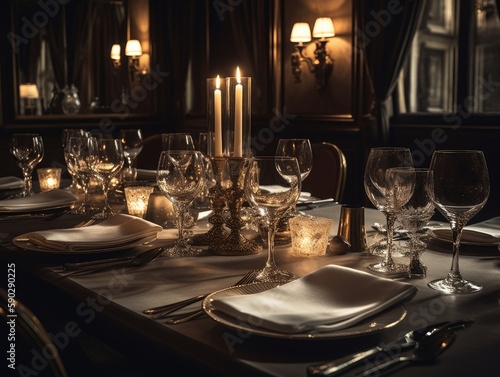 Fototapeta Naklejka Na Ścianę i Meble -  A table set for a fine dining experience