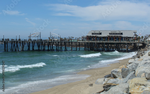 The Redondo Beach pier on a lovely sunny afternoon in spring. 