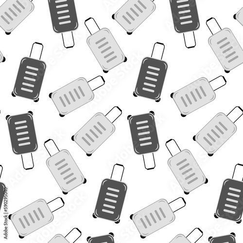 Seamless pattern of a travel suitcase in grayscale. World tourism day. International customs day