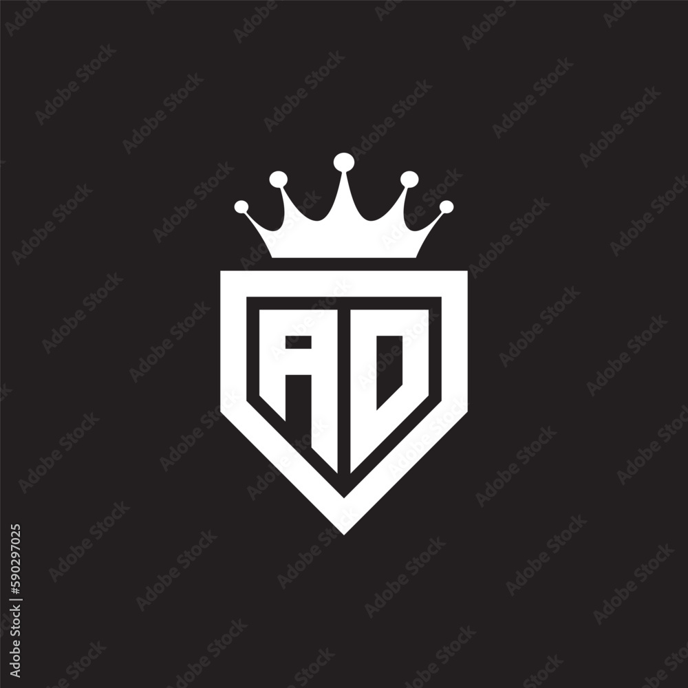 AD or DA logo monogram symbol shield with crown shape design vector