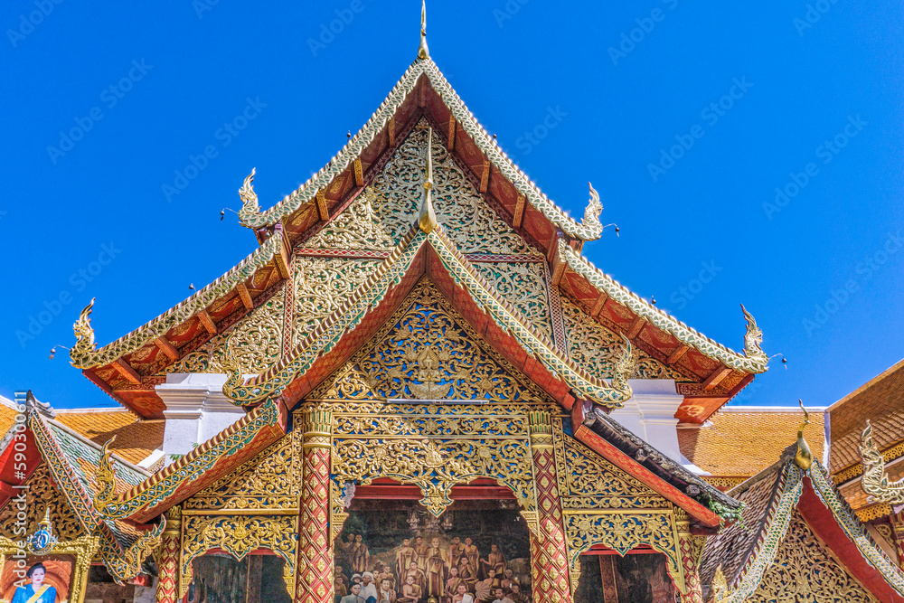 Wat Phra That Doi Suthep is a complex of Buddhist Temples in Chiang Mai, founded in 1383 when the first stupa was built. Over time, the temple has expanded with more shrines added. Thailand, 2017