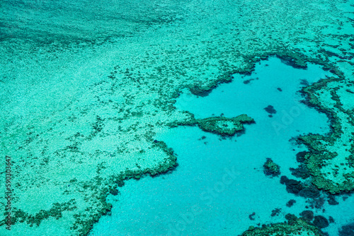 Fototapeta Naklejka Na Ścianę i Meble -  The heart reef, Aerial view of part of the Great Barrier Reef, the world's largest coral reef system composed of over 2,900 individual reefs and 900 islands. Coral Sea,  Queensland, Australia, 2019