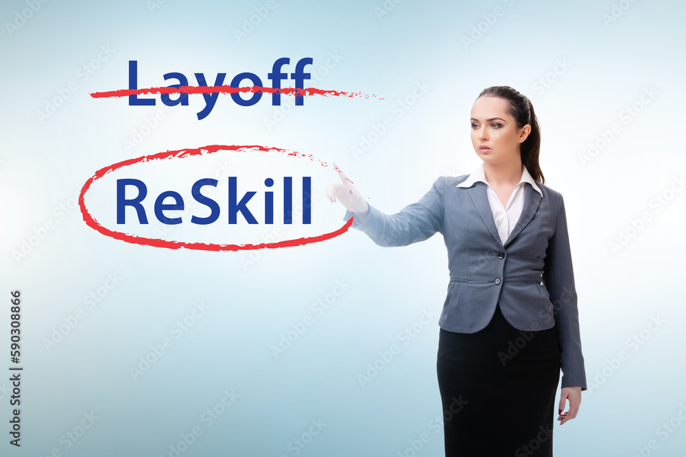 Re-skilling and upskilling in learning concept Re-skilling and upskilling in learning concept