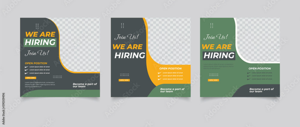 We are hiring job vacancy square social media post banner template We are hiring job vacancy square social media post banner template