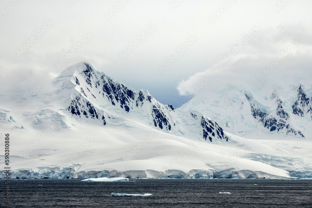 Beautiful mountain scene from the Neumayer Channel in Antarctica