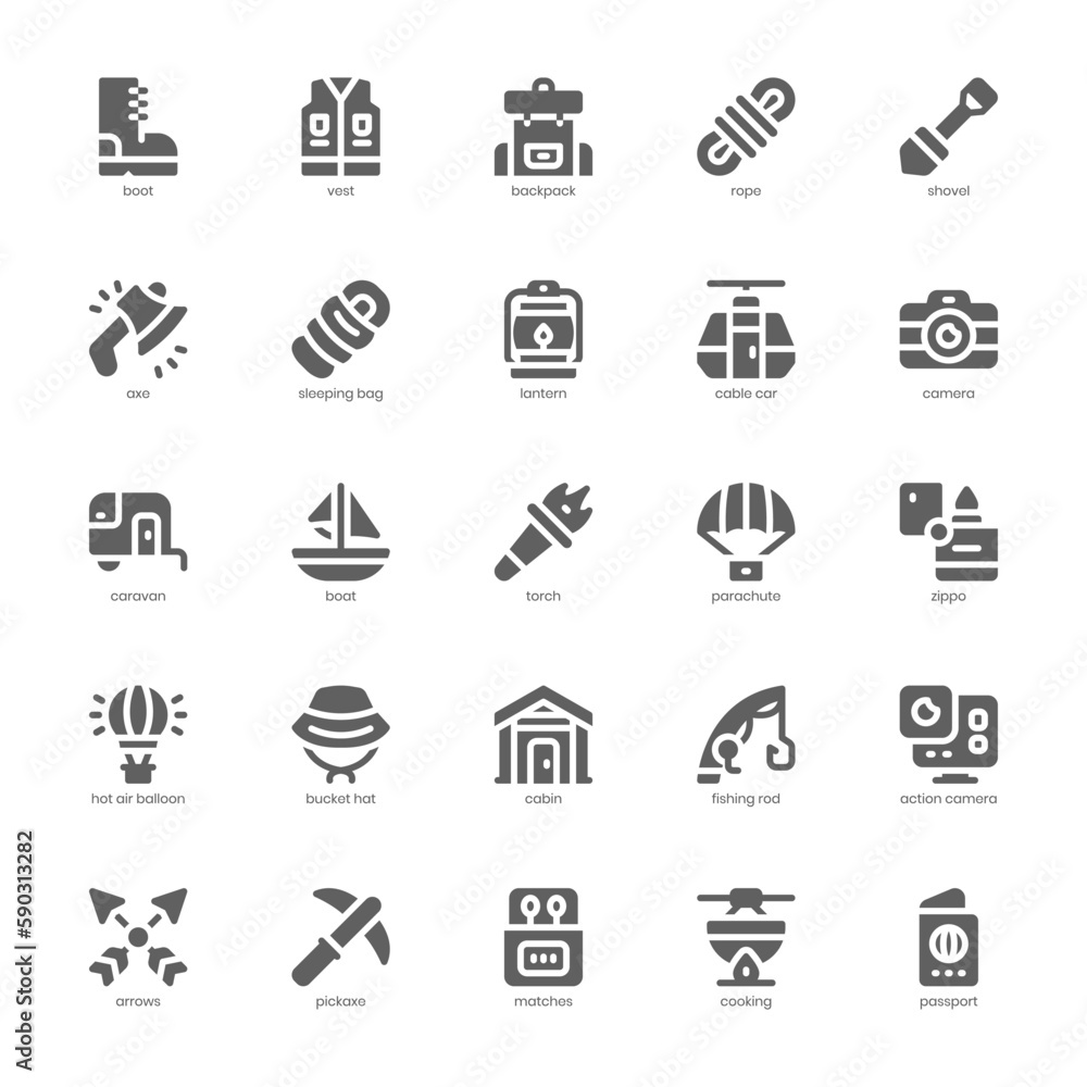 Adventure icon pack for your website design, logo, app, and user interface. Adventure icon glyph design. Vector graphics illustration and editable stroke. Adventure icon pack for your website design, logo, app, and user interface. Adventure icon glyph design. Vector graphics illustration and editable stroke.