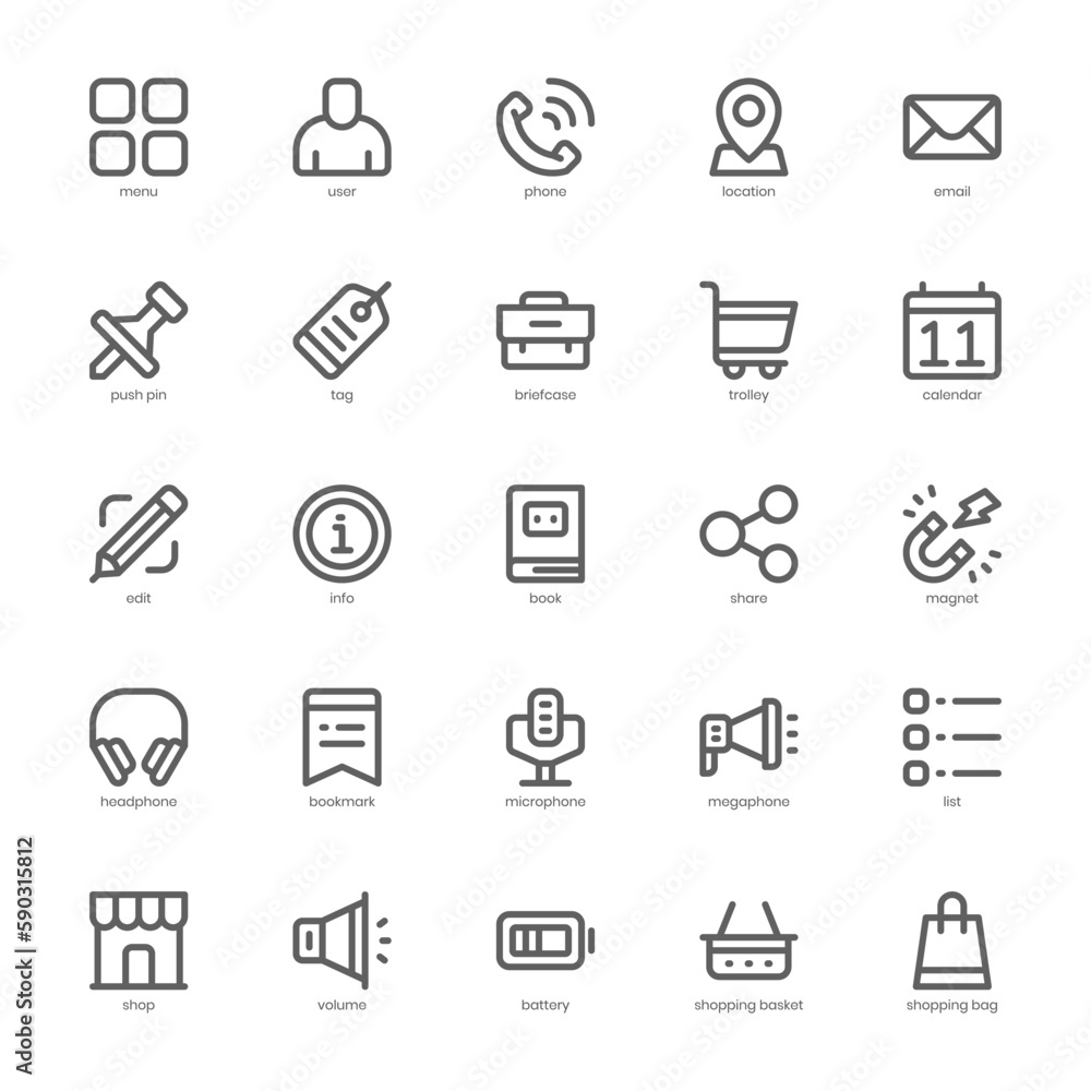 Mobile App icon pack for your website design, logo, app, and user interface. Mobile App icon outline design. Vector graphics illustration and editable stroke.