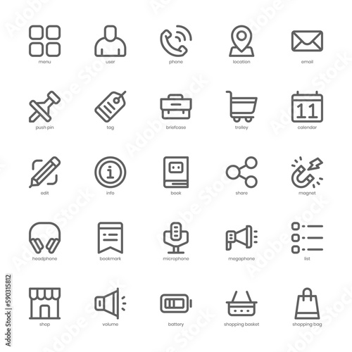 Mobile App icon pack for your website design, logo, app, and user interface. Mobile App icon outline design. Vector graphics illustration and editable stroke.