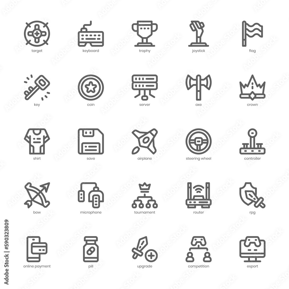 Esport Gaming Icon pack for your website design, logo, app, and user interface. Esport Gaming Icon outline design. Vector graphics illustration and editable stroke. Esport Gaming Icon pack for your website design, logo, app, and user interface. Esport Gaming Icon outline design. Vector graphics illustration and editable stroke.