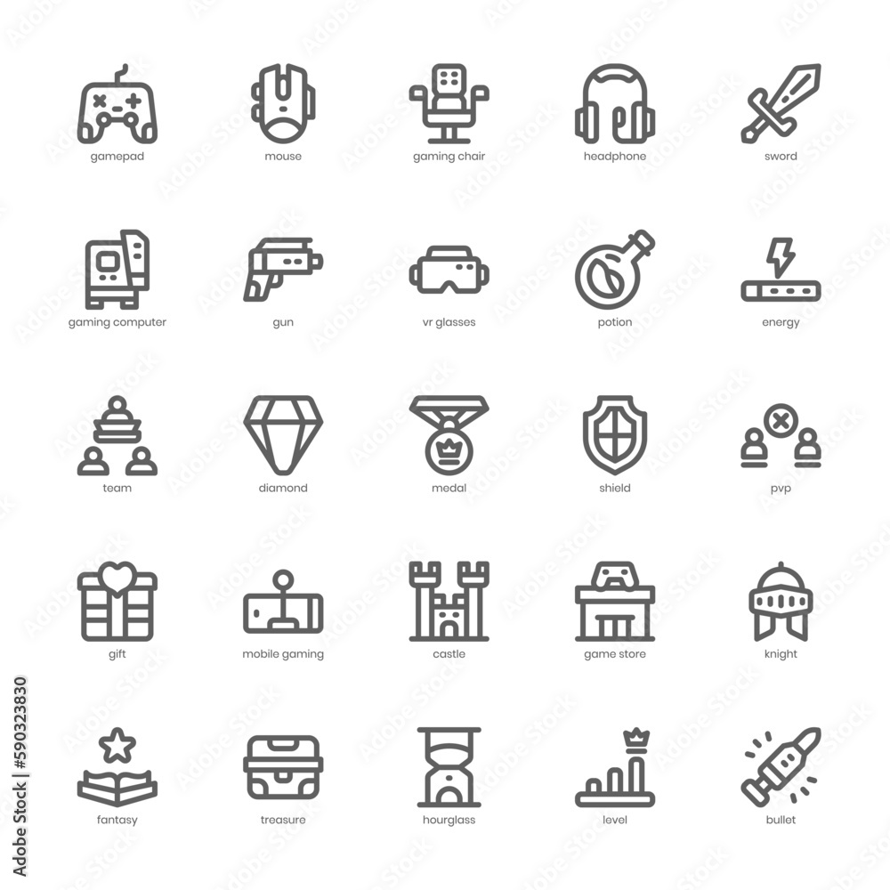 Esport Gaming Icon pack for your website design, logo, app, and user interface. Esport Gaming Icon outline design. Vector graphics illustration and editable stroke. Esport Gaming Icon pack for your website design, logo, app, and user interface. Esport Gaming Icon outline design. Vector graphics illustration and editable stroke.