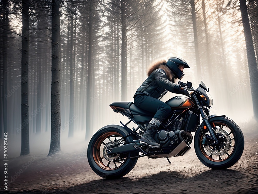 Fototapeta premium Exploring the Open Road on Motorcycle Generative Ai