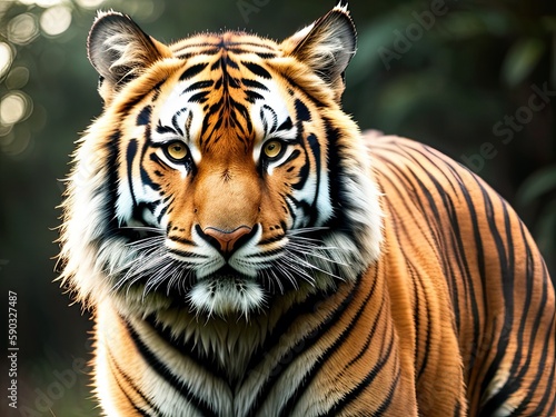 Striking Feline: a Tiger in Wildlife. Generative Ai
