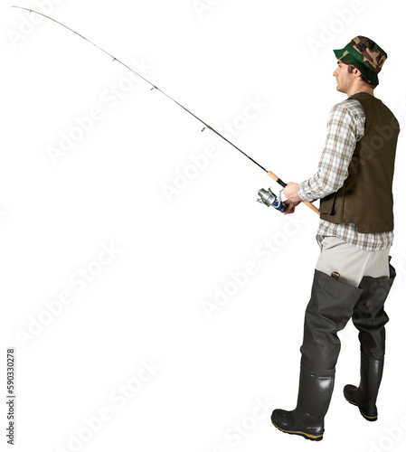 Fisherman Holding a Fishing Rod