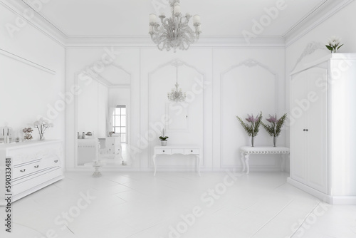 luxury all-white room for interior design - generative ai © Studiohood