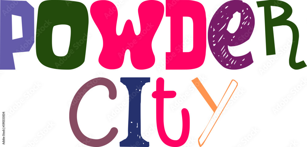 Powder City Hand Lettering Illustration for Magazine, Book Cover, T-Shirt Design, Social Media Post Powder City Hand Lettering Illustration for Magazine, Book Cover, T-Shirt Design, Social Media Post