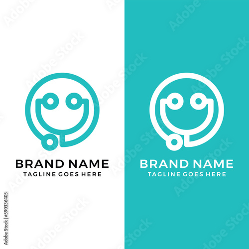Smile stethoscope logo icon vector template 
